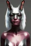 Placeholder: Medium Close Up Portrait, Front image. cyberpunk, rabbit mask, asian woman, silver hair. Latex suit. white, pink, color. Playmate style. Color background, photo studio. Avatar image, highly detailed, concept art, smooth, unreal engine 5, ray tracing, RTX, lumen lighting, ultra detail, volumetric lighting, 3d, finely drawn, high definition, high resolution.