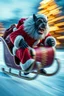 Placeholder: santa beast motion blur background in sleigh