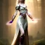 Placeholder: beautiful elf woman, Emilie de Ravin, photorealistic hazel iris, wearing long cape over simple dress, uhd, ambient lighting, 4k, dark background