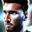 Placeholder: full portrai of perfect face lionel messi ciborg, android, perfect angle, high detail, volumetric lighting, tiny features, intricate detail,volumetric clouds