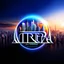 Placeholder: Can you create a nice cool logo for my account "Altera", with this texts in down "the world never existed" ,"reality ,reimagined",add 3d background, future modern city and futue moder industry ,3d text