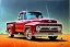 Placeholder: a true-to-life 1956 ford f100, classic wheels, centered, intricate, extreme detailed, photorealism, center view, suburb background, pivot on ford, pen and color marker, painting by cheryl kelley