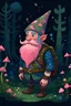 Placeholder: Bild eines DnD Charakters im Stil von Vincent van Goghs Sternennacht. Männlicher Waldgnom mit pinken Haaren.