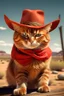 Placeholder: gato de colorado, vestido de cowboy, dentro de el lejano oeste. estilo caricatura, portando un arma de fuego
