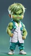 Placeholder: Lovely little baby hulk, full body portrait of cute little chibi boy looking at the camera realistically, dressed as a doctor, bright colors make octane popular on artstation, solid color background wall, lovely, cute, 3D rendering, cute pixar, inspired by Do cheung, blonde boy, andrew dixon, realistic, 3d, anime style, well shaded, smooth, pixar.