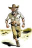 Placeholder: runner with Bottle Bare drunk old cowboy in pants