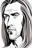 Placeholder: This image depicts a lifelike caricature of a man with long hair. The man is the central figure in the picture, taking up most of the space, with his features and hair color against a white background. The image has an artistic style that leans toward abstraction, making it an interesting piece of art. The man's face is one of the most dominant aspects of this image. His facial features are emphasized, and a lot of character is shown, which is typical of anime drawings. This photo doesn't h