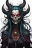 Placeholder: highly detailed full color concept illustration of ravenous female Bruxa character , maximalist, sharp focus, highest resolution, in the styles of Alex Pardee, Denis Forkas , and Masahiro Ito, boldly inked, 8k, coarse, gritty textures