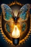 Placeholder: Small butterfly inside to light bulb , intricate design in background , natural vivid colors, dynamic light and shadow, very detailed scene with intricate details,