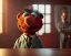 Placeholder: Room scene, muppet head with realistic body detective man, realistic photo, concept art, retro style, smooth, unreal engine 5, god lights, ray tracing, RTX, lumen lighting, ultra detail, volumetric lighting, 3d.