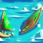 Placeholder: Legend Of Zelda: Wind Waker style vast ocean, stylized, celshaded, colorful, adventurous, frontal view, full view.