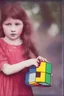 Placeholder: Little girl and aRubik's cube, autochrome
