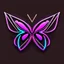 Placeholder: symetry!!, butterfly!!, logo, NFT, colorful, cyberpunk, neon punk, curves, lines, simple, gradient, creative