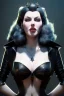 Placeholder: Lana Turner as evil queen in black leather, leather, busty, cleavage, angry, stern look. character design by cory loftis, fenghua zhong, ryohei hase, ismail inceoglu and ruan jia. unreal engine 5, artistic lighting, highly detailed, photorealistic, fantasy