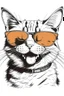 Placeholder: CAT LAUGH wearing sunglasses, Style: , Mood: Groovy, T-shirt design graphic, vector, contour, white background 4k.