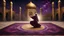 Placeholder: Hyper Realistic Sufi Whirling on stone floor with maroon, purple & Golden Islamic Sufi Rustic Grungy Background outside black-&-golden marble Islamic monument at dark night, heavy-fig with stars on sky showing dramatic & cinematic ambiance.