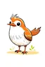 Placeholder: A Veery bird that delights children with a wonderful laugh. A bird with chestnut-brown plumage on its back and head, and white feathers on its chest and abdomen. Funny and cartonic