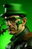 Placeholder: A man with smooth features made of green slime wearing Groucho Marx glasses, leather armor and a fedora. He is wielding a crossbow.
