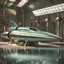 Placeholder: stunning hyper-realistic render of a sleek and elegant Naboo staryacht in pearlescent teal green with gold trim sitting in ancient jedi temple hangar, fully symmetric details