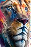 Placeholder: "lion", clean design, epic Instagram, art station, splash of colorful paint, contour, ((solid white background)), closeup, looking into camera, hyperdetailed intricately detailed, unreal engine, fantastical, cinema lighting, intricate detail, splash screen, complementary colors, fantasy concept art, 8k resolution, DeviantArt masterpiece, watercolor, paint dripping