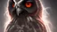 Placeholder: a Black shield evil Owl with fangs, bloodshot eyes, blood, horror, that looks into the camera, hyperrealistic, extremely detailed, 8 THOUSANDS mystical, trending on artstation, sharp focus, studio photo,Halloween Alchemist , high voltage, thunder light,closeup, proactive scene, provocative moving, action pose, modern and futuristic HD colored black and red decor beautiful black empty in a high voltage pumpkin, double exposure, halo, perfect composition, highly detailed,