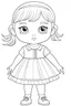 Placeholder: coloring page, cute realistic little doll playing, full view, coloring page, only draw lines, coloring book, clean line art, –no sketch, color, –ar 3:4, white background, minimalistic black lines, minimal black color, low level black colors, coloring page, avoid thick black colors, thin black line art, avoid colors, perfect shape, perfect clear lines,