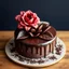 Placeholder: chocolate cake with chocolate crafted flower on top