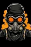 Placeholder: angry cartoon character with gas mask dressed in black