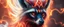 Placeholder: close up portrait of a plasma racoon fox horse king lama flickers like hypnotic fire in geometric shapes like a dna swirl of time and a fearsome planeswalker covered in powerful runes