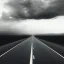 Placeholder: desert, storming, shades of gray, road, landscape