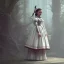 Placeholder: Full body, 3d render,Jenna Ortega, Wednesday addams 1800's women style, 1800's hair style, 1800's women clothes style, hyper realistic, octane render, unreal engine 5, 8k, palace background, uhd