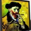 Placeholder: oil portrait of an old men with hat smoking a pipe by Van Gogh 8k