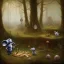 Placeholder: A Plague Doctor (AND) a Mouse having a port & cheese party in a forest of mushrooms by a river, art by Pixar and Dreamworks