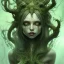 Placeholder: Demon girl trapped in glass bottle, liquid guts, intricate detail, Dryad, full body, creepy, horrifying, dreadful, sinister, smiling ghost, long white hair, liquid guts