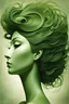 Placeholder: Masterpiece, whole head in view, Abstract, woman silhouette, only hair soft green color, In the style of Naoto Hattori, Aubrey Beardsley, Jean Cocteau, , Masterpiece