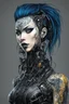 Placeholder: Create a wild, imaginative, full body, cybernetics enhanced goth punk girl with highly detailed facial features, in the vector graphic style of Nirak1,Christopher Lee, and Cristiano Siqueira, vibrant colors, sharply defined 3d vector