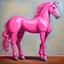 Placeholder: Big pink plastic horse.19th painting