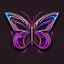 Placeholder: symetry!!, butterfly!!, logo, NFT, colorful, cyberpunk, neon punk, curves, lines, simple, gradient, creative, holographic