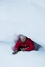 Placeholder: man living under the snow like a mouse