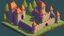 Placeholder: background, outside medieval castle walls for asset video game 2D isometric view, pixel art