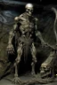 Placeholder: sculpture of Prometheus standing with a torch in his hand . decayed and rotting with grotesque proportions and imagery. abstract grotesqueries, detailed texture, surreal horror, biomechanical design, by hr giger and beksinski