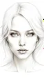 Placeholder: A beautiful face of woman all white skin, white eyes, white hair on a white background, pencil sketch drawing style