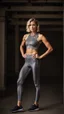 Placeholder: photography of a beautiful anorexic woman, grey satin triathlon top, sports illustrated, blond short wavy bob haircut, pronounced sternum, flat chest, anthracite cycling leggins