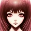 Placeholder: eyes everywhere, cute girl Junji Ito style, darkred tones,