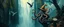 Placeholder: octopus bird witch bear by waterfall looks beyond really powerful, fantasy illustration, in the style of Rembrandt and Escher