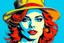 Placeholder: beautiful woman in hat in pop art style