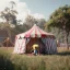 Placeholder: Ultra realistic circus scene. Sweet hair monster jumping and Child’s, smooth color, waist up view, Wes Anderson style, dark ambient, highly detailed, concept art, unreal engine 5, god rays, ray tracing, RTX, lumen lighting, ultra detail, volumetric lighting, 3d, finely drawn, high definition, high resolution.