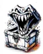 Placeholder: mimic treasure chest with teeth rpg art black and white sketch