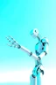 Placeholder: Draw robot arm with slender flexible structure and flexible joint. The three-dimensional structure in the figure needs to be filled with color, and the background uses the light blue sky composition.