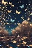 Placeholder: Bubbles and Butterflys flying to the sky at midnight